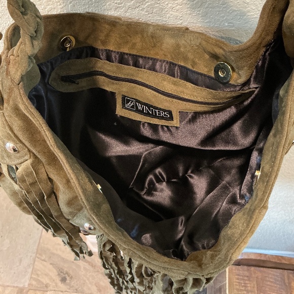 JJ Winters Jessica Olive Green Suede Fringe Handbag NWT - Picture 5 of 7